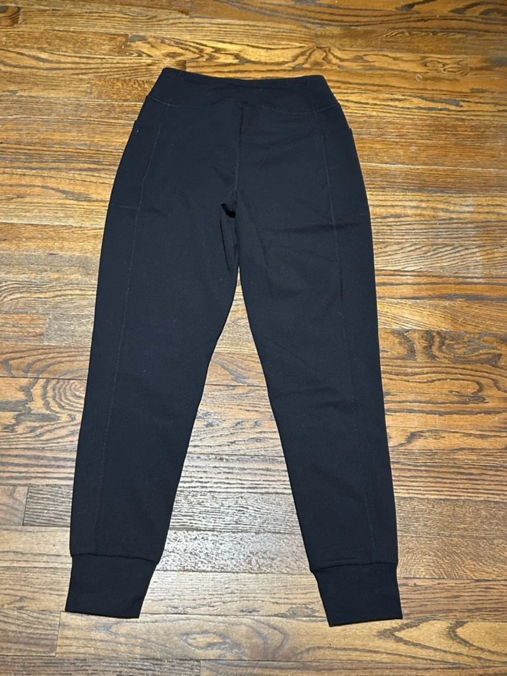 Women's Black Performance Jogger Pants - High Waist, Cuffed Ankles - Picture 3 of 4